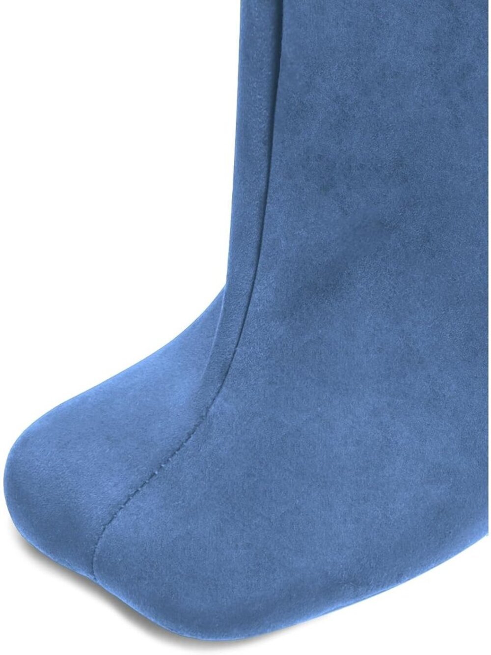 Women's Suede Knee High Boots Square Toe Blue Stiletto Heels Wide Calf Boot - Picture 6 of 6